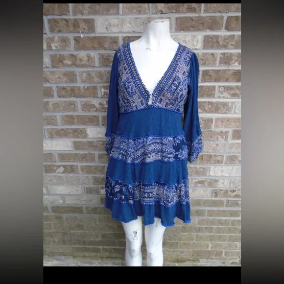 Free People Printed Top / Mini Dress Sz XS - Picture 1 of 4